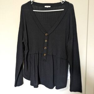 Henley button knit top